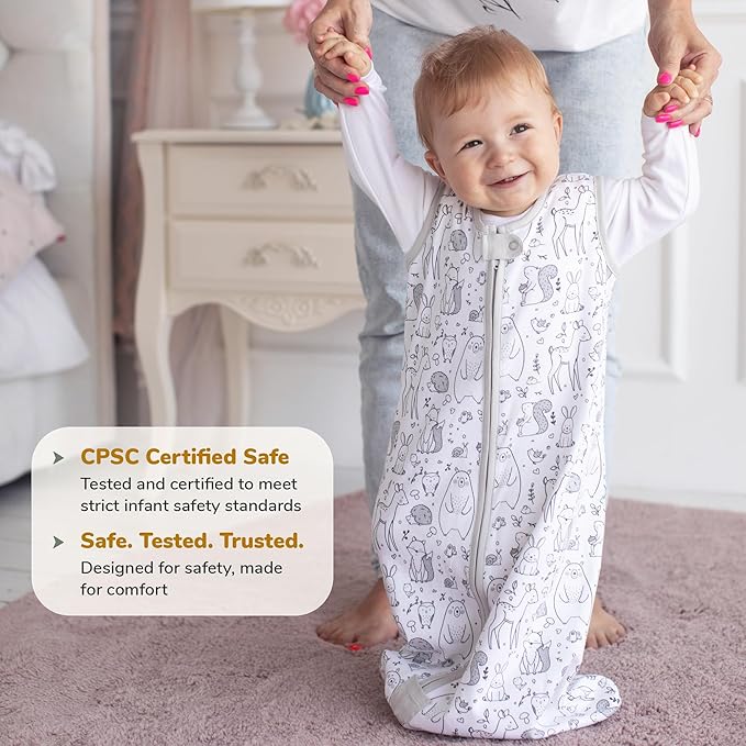 Mama Cheetah Baby Sleep Sack 2.5 TOG, Organic Cotton Baby Wearable Blanket with Two-Way Zipper, Swaddle Transition Baby Sleeping Bag for Newborn Infant Toddler Boy Girl, 0-6 Months