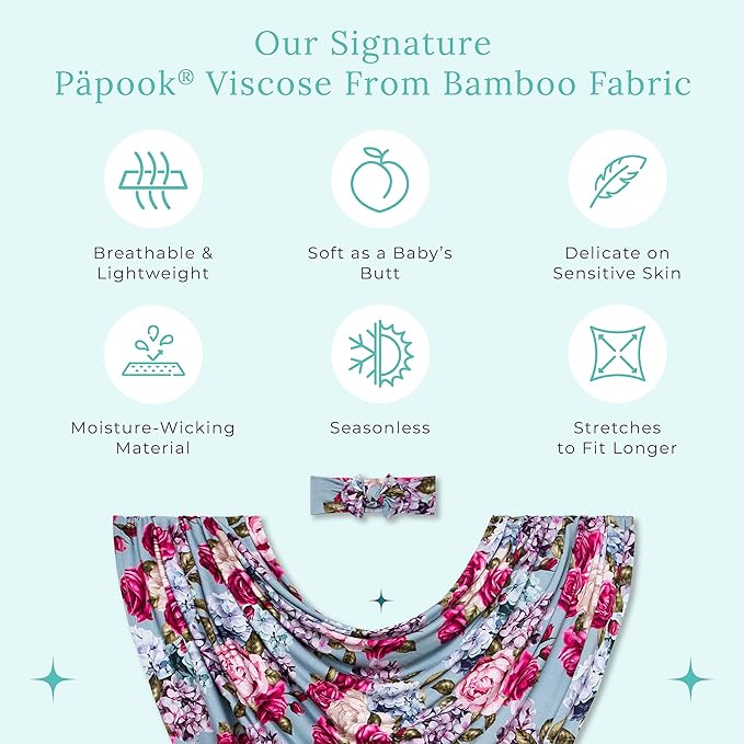 Posh Peanut Swaddle Blanket & Headband Set – Viscose from Bamboo Stretchy Baby Swaddle for Newborn Girls, Receiving Blanket or Nursing Cover (Lacey)
