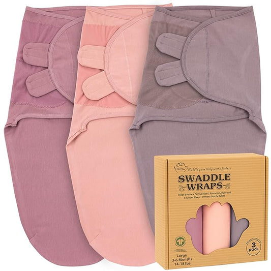 Bublo Baby Swaddles for Newborns – 3-Pack Infant Swaddles 3-6 Months – Adjustable Swaddle Sleep Sack – Soft Organic Cotton Baby Wrap for Safe & Cozy Sleep