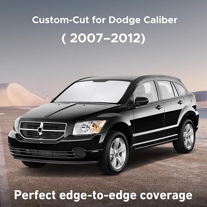 Econour Windshield Sunshade for Dodge Caliber 2007-2010 2011 2012, Sun Visor for Front Windshield & Window Sun Shade Cover, UV Heat Blocker & Protector, Car Accessories