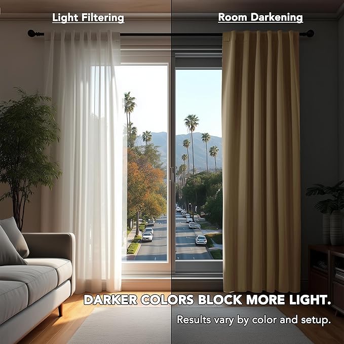 Deconovo Blackout Curtains, Thermal Insulated, W42 x L95 2 Panels, Back Tab, Machine Washable, Room-Darkening Drapes for Bedroom/Living Room Khaki