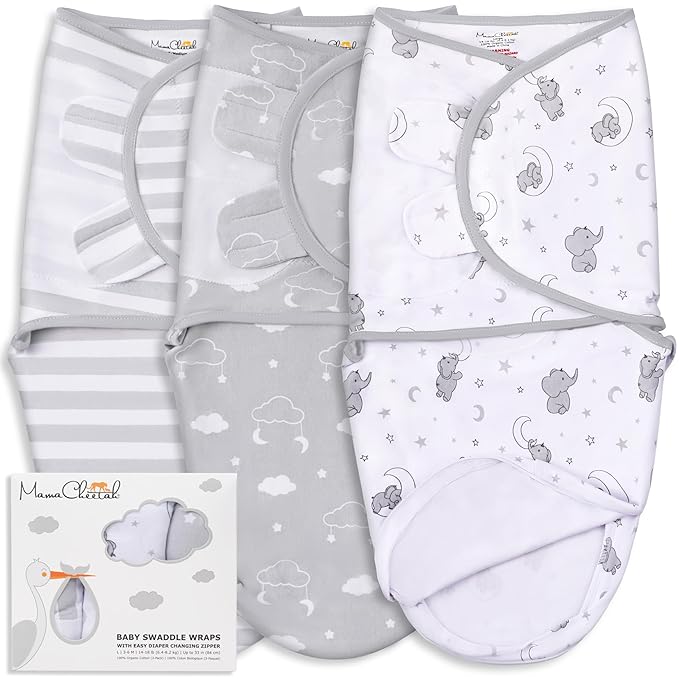 Mama Cheetah Preemie Swaddle Blanket with Zipper, Newborn Swaddle Sack, Baby Swaddles Sleep Sack, Baby Swaddle Wrap for Baby Boy & Baby Girl, 3-Pack
