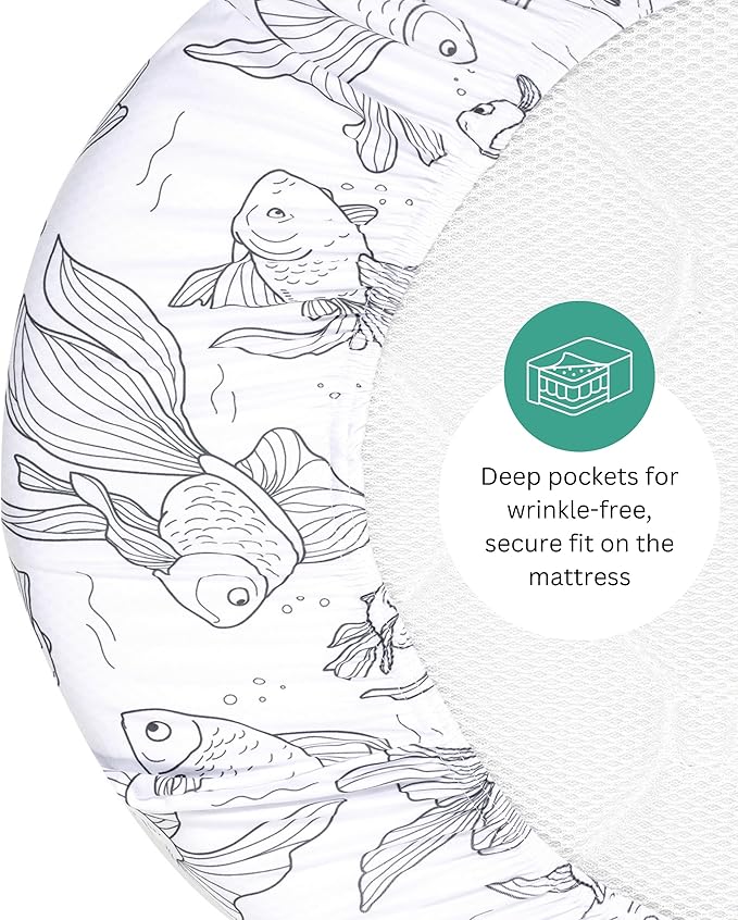Bassinet Sheets for UPPAbaby Bassinet V3, Graco Modes, DreamMore, SmartSense Soothing, Thule Bassinet, 3 Pack, 16 x 30, Ultra Soft, Breathable, Unisex Boys Girls, Gray (Dark Fish)