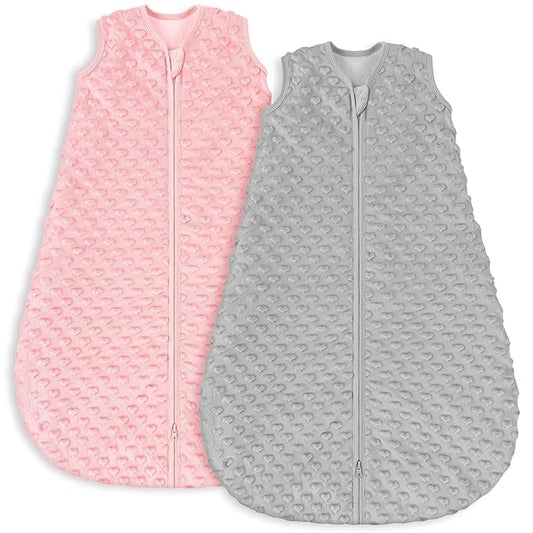Yoofoss Fleece Baby Sleep Sack 6-12 Months with Plush Dots, TOG 1.5 Baby Wearable Blanket with 2-Way Zipper, Cotton Toddler Sleep Sack Fleece
