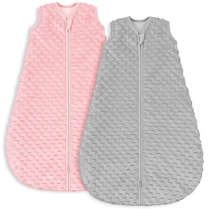 Yoofoss Fleece Baby Sleep Sack 0-6 Months with Plush Dots, TOG 1.5 Baby Wearable Blanket with 2-Way Zipper, Cotton Toddler Sleep Sack Fleece