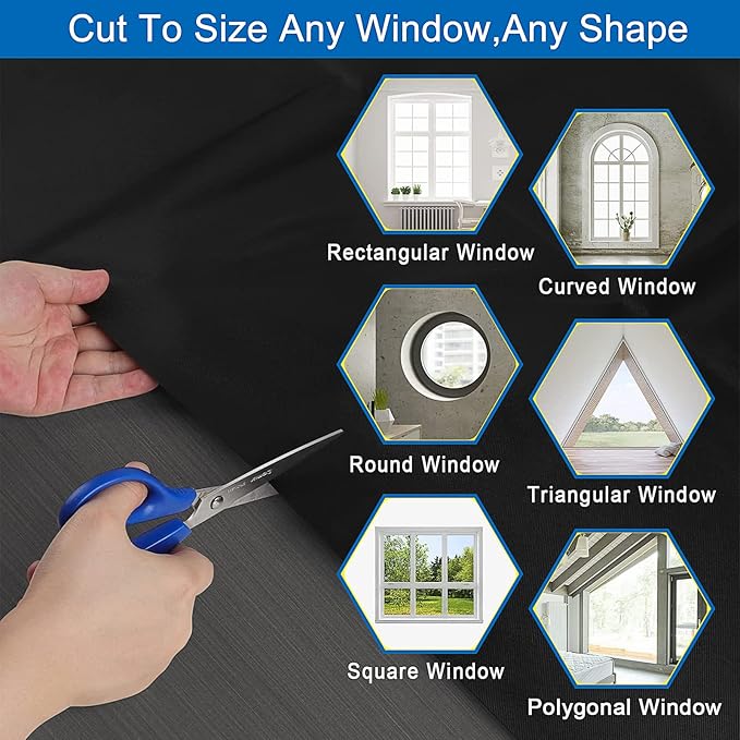 Magnetic Blackout Blind,100% Portable Blackout Curtain for Bedroom,No Drill Window Shades,DIY Cut Black Out Window Cover with Suction Cups and Magnetic Closure,2 Way to Put Up (118" x 57")