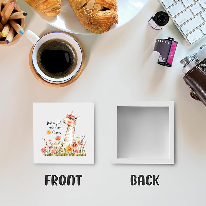 Llama Decor Wooden Box Sign Decorative, Home Room Desk Decorations ForTeens Teenage Girls Age 8-12, Llama Lovers Themed Gifts Stuff Accessories Things Merchandise Items!