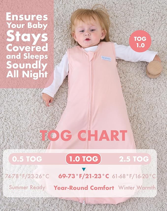 FJORHAL Rayon Made from Bamboo Sleep Sack – TOG 1.0 Soft Wearable Blanket for Infants & Toddlers