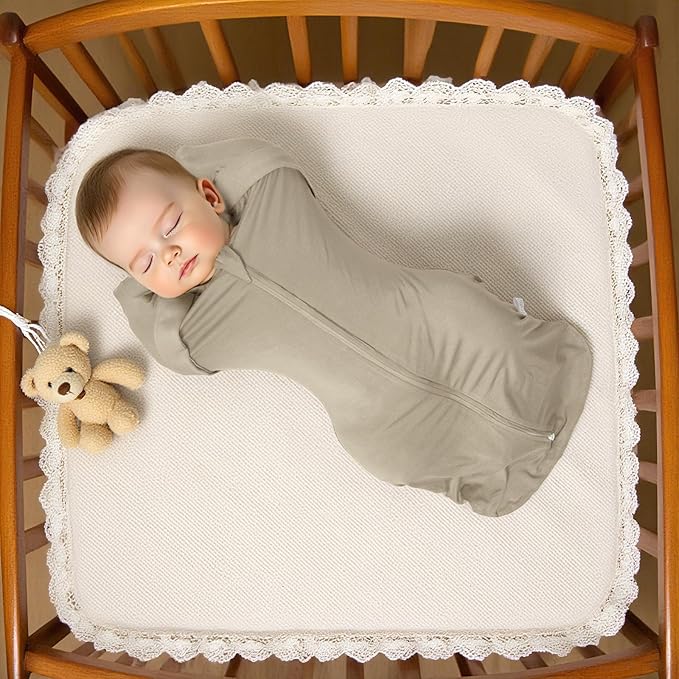 MEXXI Swaddle Baby Sleep Sack With Arms Up, 2 Pack Baby Transitional Swaddle with Double Zipper,0.5 TOG, 8-13 lbs, S