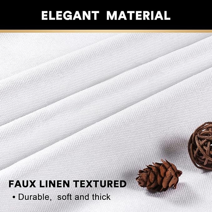 PrinceDeco Blackout Curtains 84 inch Length 2 Panels Set 100% Blackout Curtains for Bedroom Living Room Linen Textured Curtains with White Liner Grommet Room Darkening Curtains, Pure White,W42 X L84