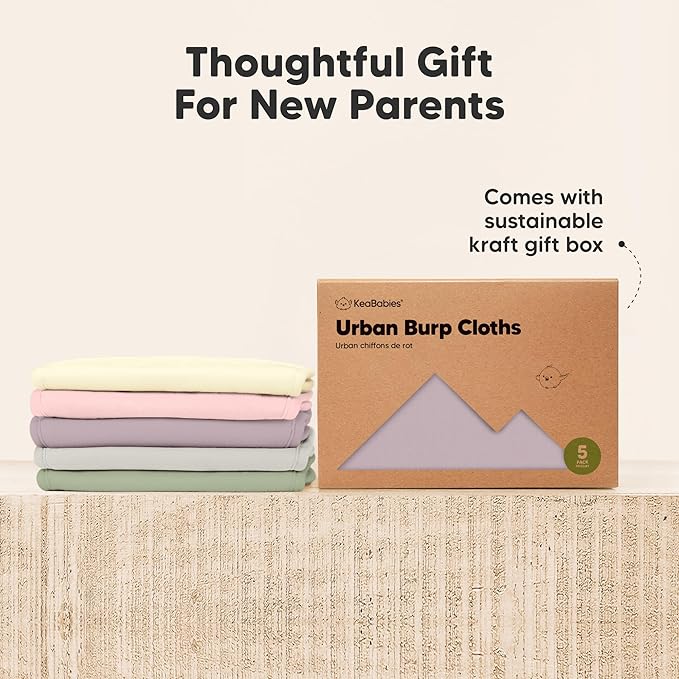 Organic Burp Cloths Baby Boy & Girl - 5-Pack Super Absorbent Cotton Burping Cloths for Babies, Soft & Plush Newborn Spit Up Rags, Infant Towels for Milk Spit Up, Unisex, Large 21" x 10" (Flora Dew)