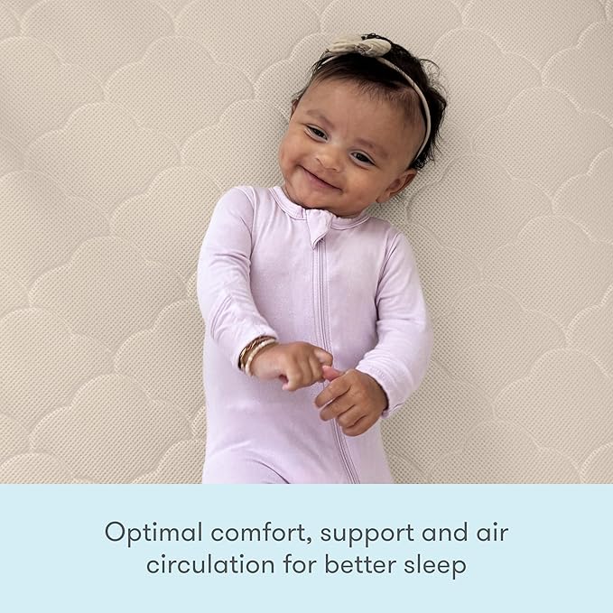 Newton Baby Crib Mattress and Toddler Bed - Ultra-Breathable Proven to Reduce Suffocation Risk, Washable Core & Cover, 2-Stage, Deluxe 5.5" Thick - Sandstone