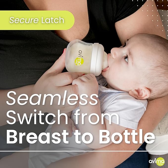 Avima Baby 12 oz Anti Colic Baby Bottles for Breastfed Babies - Fast Flow Nipples, Wide Neck Bottle, BPA Free - 9-12 Months, Stage 3 (Set of 6)
