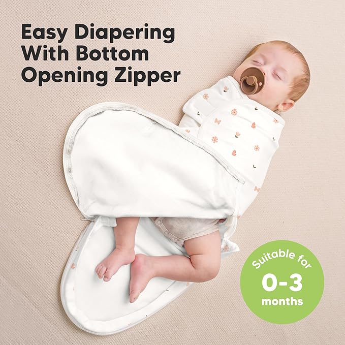 Baby Swaddle Sleep Sacks with Zipper - 3-Pack Swaddles for Newborns 0-3 Months, Infant, Baby Girls, Boys, Soft & Durable Newborn Sleep Sack, Easy Diaper Change Swaddling Blanket (Butterflies)