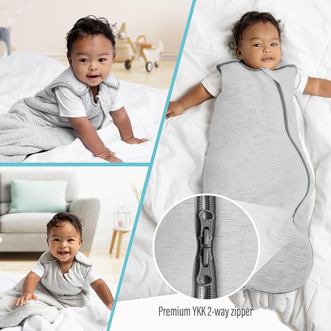 Cozy Seal Rayon Made from Bamboo Sleep Sack 1.0 TOG 6-18 Months Unisex Baby Sleeping Bag with 2-Way Zipper Breathable Wearable Blanket Baby