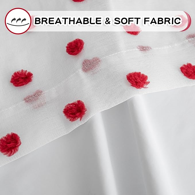 MYSKY HOME Blackout Curtains for Living Room 95 Inch Long Total Light Blocking Curtains for Sliding Door 2 Panels Grommet 100% Room Darkening Girls Bedroom Drapes with Red Pom Pom Sheer 52 x 95 in