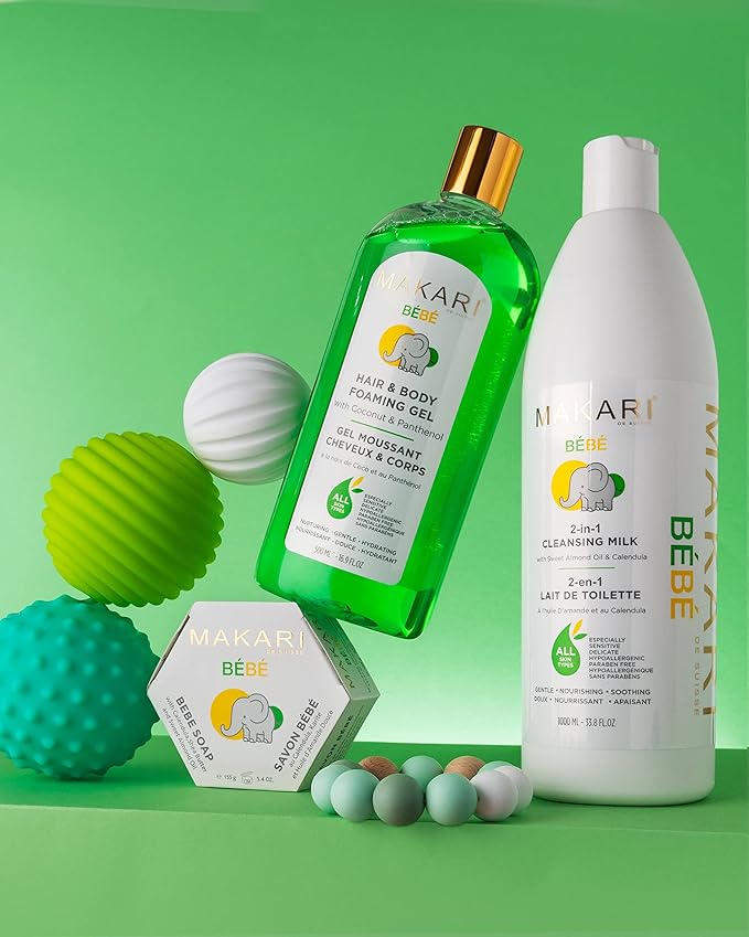 MAKARI Bebe Cleansing Milk (1000 ml) | Baby Body Wash & Softening Formula for Dry Skin | Helps Comfort Delicate Skin | Gentle for Infants 3 Months+ | For Sensitive Skin