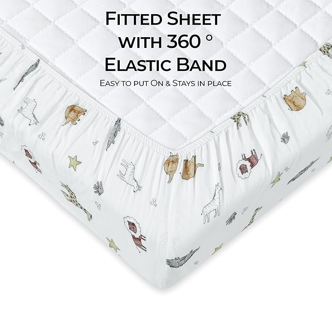 Dreamology Muslin Crib Sheets Boys,Girls | Super Soft,Breathable Crib Sheet,1 Pack | 100% Cotton Crib Sheets for Standard Cribs,Toddler Bed Sheets,28x52 Crib Mattress Sheet | Animal