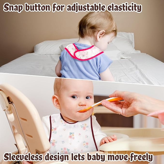 R HORSE 5Pcs Baby Bibs Set Toddler Bibs with Crumb Catcher Pocket & Snap Button Waterproof Baby Feeding Bibs for 6-24 Months
