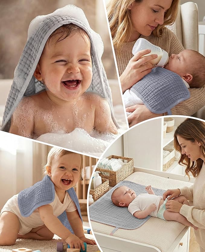 TRYISDICDVC 14Pack Muslin Baby Burp Cloths 100% Cotton 20"X10" Soft Absorbent Quick Drying Newborn Drool Baby Face Washcloths