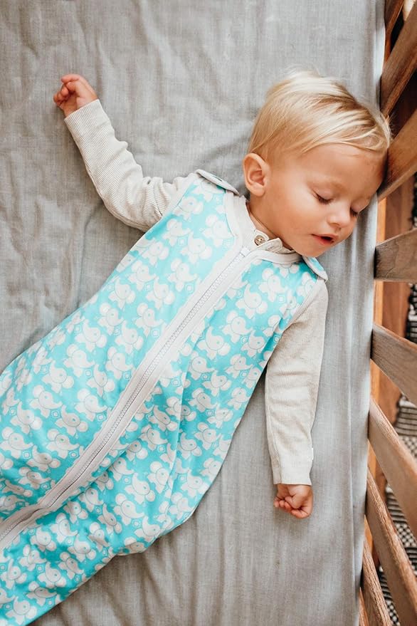 Baby Deedee 100% Cotton Sleeping Sack, Baby Sleeping Bag Wearable Blanket, Sleep Nest Lite, Infant and Toddler, Teal Elephant, Large (18-36 Months)