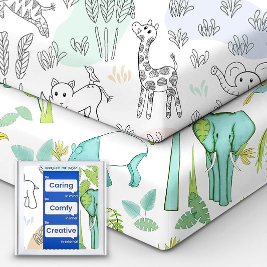TotBasic Premium Soft boy Crib Sheets, Ultra Breathable Crib Fitted Sheet, Super Stretchy Baby Bed Sheets 28''x52''x9'' Extra Deep Pocket