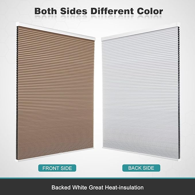 Changshade Blackout Blinds, Cordless Cellular Shades, Honeycomb Blackout Shades, Room Darkening Blinds, Pull Down Window Shades, Easy to Install Honeycomb Window Blinds, 27" W x 72" H, Light Brown