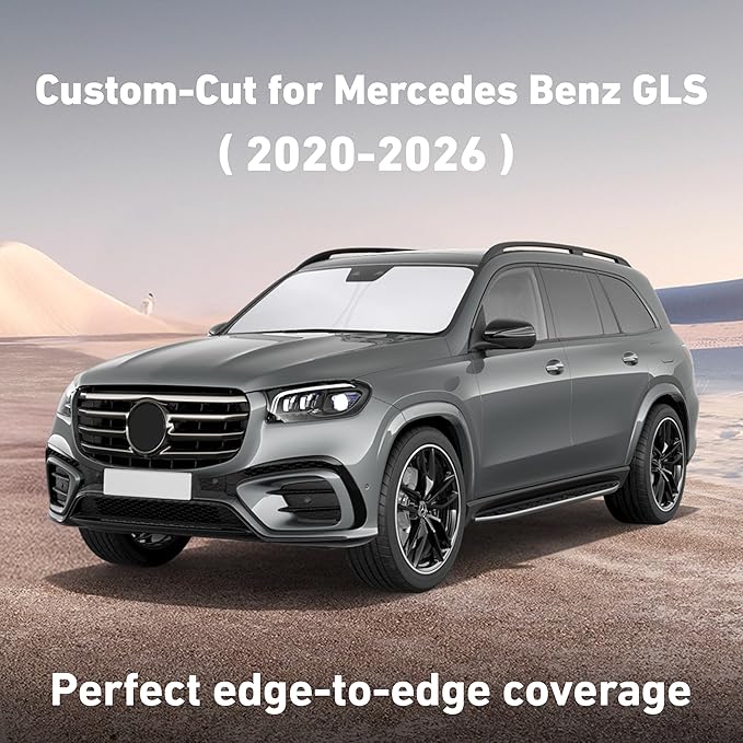 Econour Windshield Sunshade for Mercedes-Benz GLS-Class 2020-2024 2025 2026, Sun Visor for Front Windshield & Window Sun Shade Cover, UV Heat Blocker & Protector, Car Accessories