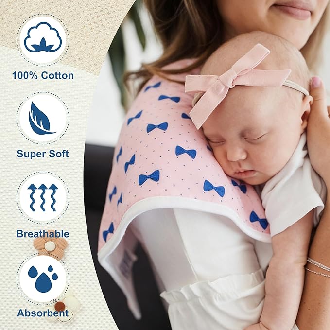 Hakochia Burp Cloths for Baby Boy & Girl Large Unisex Burp Clothes Extra Absorbent Soft Neutral Burping Rags Spit Up Cloth Sets for Newborns 8-Pack
