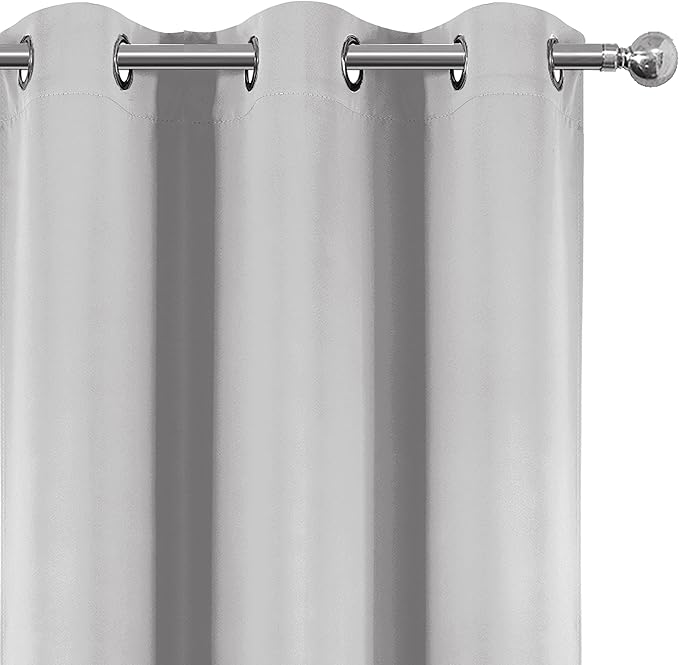 LEMOMO Blackout Curtains 42 x 63 Inch Light Grey Curtains 2 Panels Darkening Thermal Insulated Bedroom Curtains