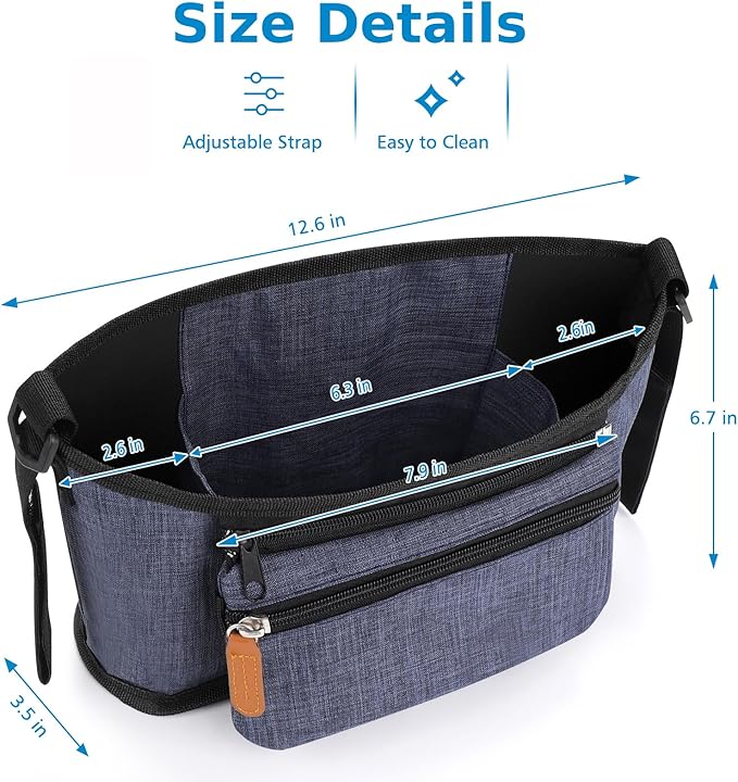 Accmor Universal Stroller Organizer with Detachable Phone Bag, Stroller Bag Caddy Organizer Stroller Accessories for Uppababy, Baby Jogger, Nuna, Doona, Britax Strollers