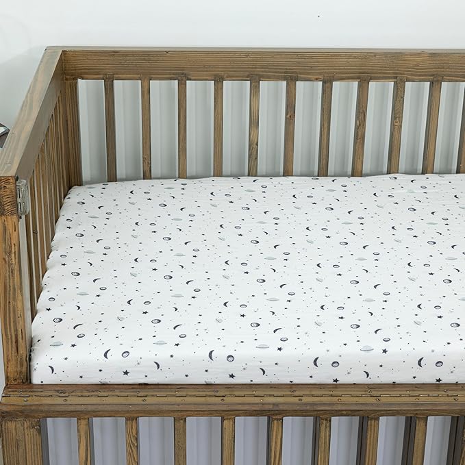 Dreamology Crib Sheets Cotton for Boys, Girls, Soft & Breathable,1 Pack Baby Crib Sheet | 100% Muslin Cotton Crib Sheets for Standard Cribs, Toddler Bed Sheets, 28x52 Crib Mattress Sheets | Planets