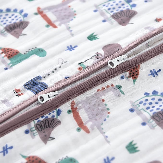 TADO MUSLIN Baby Sleep Sack 2-4 T Baby Wearable Blanket 100% Organic Cotton 0.5 TOG Toddler Sleep Sacks 2- Way Zipper Soft 4 Layers Muslin 2T 3T 4T Dinosaur