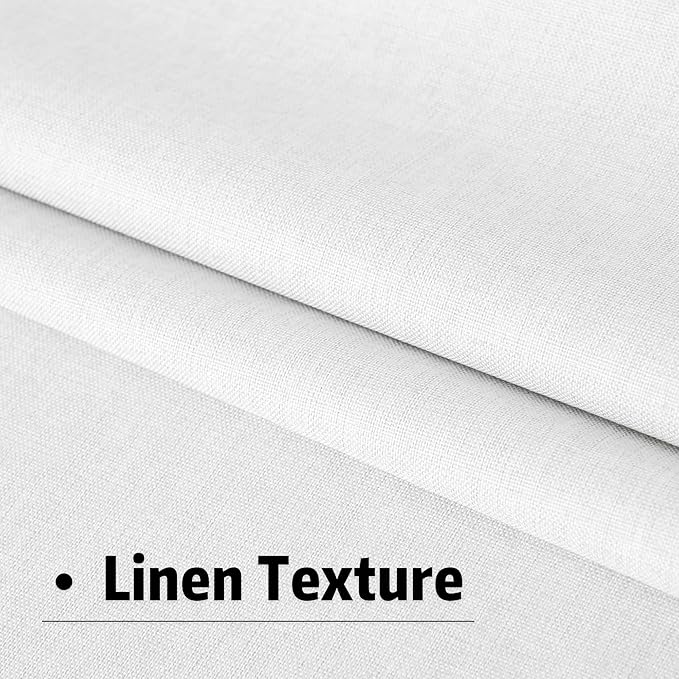 Pure White Linen Full Blackout Curtains 108 Inch Length 2 Panels Set for Living Opaque Privacy Back Tab Thermal Insulated 100% Black Out Room Darkening 9ft Window Curtain Drapes 108 Inches Long