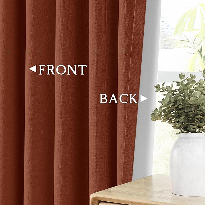 ChrisDowa 100% Blackout Terracotta Solid Curtains 45 Inches Long 2 Panels for Bedroom Living Room,Farmhouse Room Darkening Thermal Insulated Soundproof Grommet Top Window Treatment Drapes,52x45