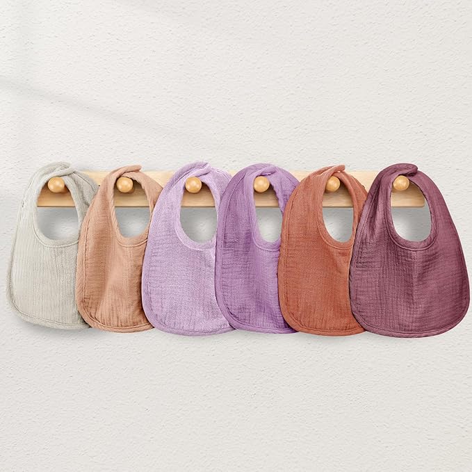 Wrrernsin Muslin Baby Bibs for Unisex Boys Girls, Cotton Drool Bibs, Adjustable Newborn Bibs for Drooling and Teething