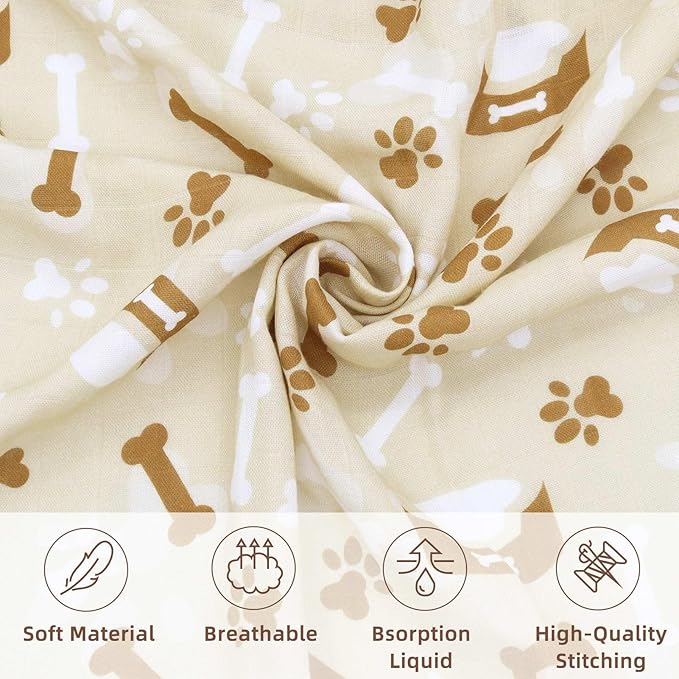 LifeTree Baby Swaddle Blankets, Boys Girls Muslin Swaddling Wrap Receiving Blanket for Newborn, 70% Viscose Bamboo and 30% Cotton, Large 47" x 47", Labrador and Bone