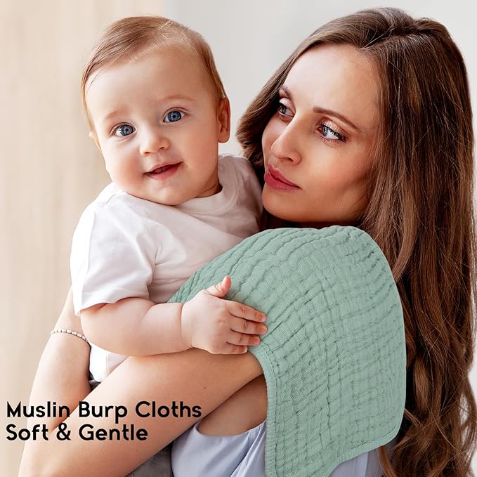 Unnivoll Muslin Burp Cloths for Baby 100% Cotton Burping Cloths for Boys Girls Large 20''X10'' Extra Soft and Absorbent 12 Pack - Multicolor