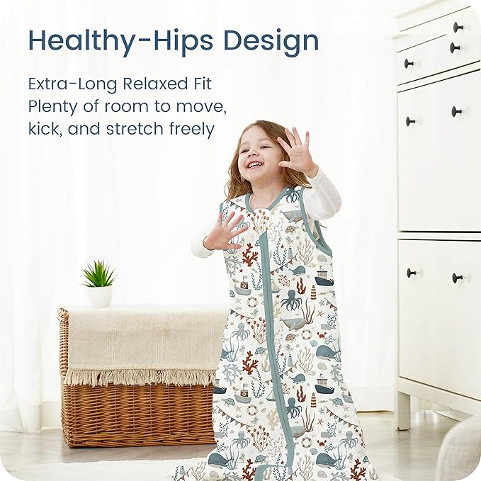 TOTBASIC 1.0 TOG Sleep Sack 6-12-15 Months, Baby Sleep Sack with Sleeveless, Cozy Premium Baby Wearable Blanket with 2-way Safe Zipper All Season Sleeping Bags, 1-pack
