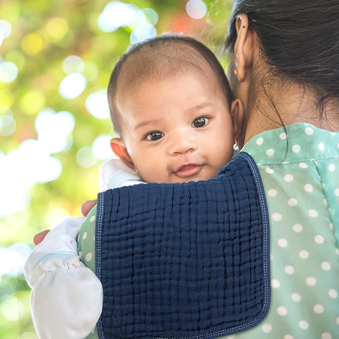 Remagr 8 Packs Muslin Burp Cloths Large 20" x 10", 6 Layers Unisex Baby Absorbent 100% Cotton Burp Rags Colorful Muslin Washcloths for Baby Plain Soft Cotton Cloth for Babies Girls Boys(Warm Colors)