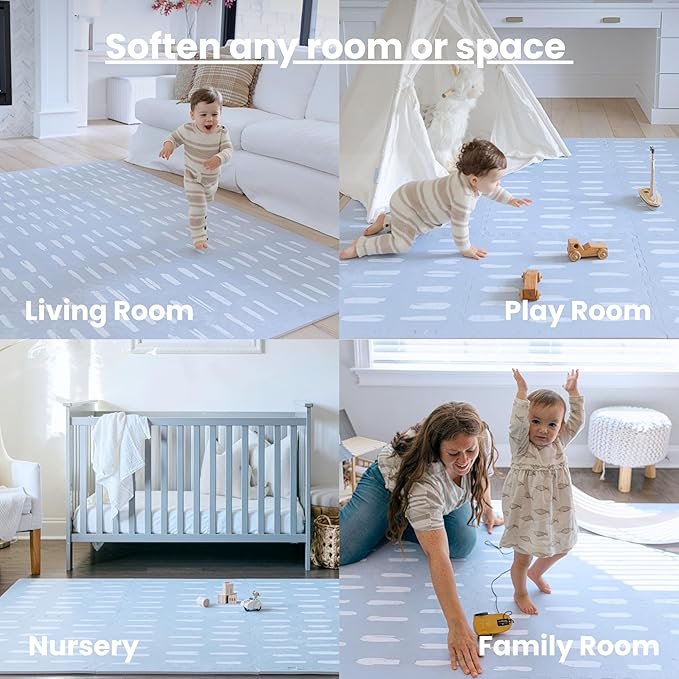Baby Play Mat for Floor - Shoreline (6x6ft) - Premium EVA Foam Play Mat for Babies & Toddlers (Ages 0-5+) Non-Toxic Playmat for Tummy Time, Crawling & Playroom - Stylish & Comfortable