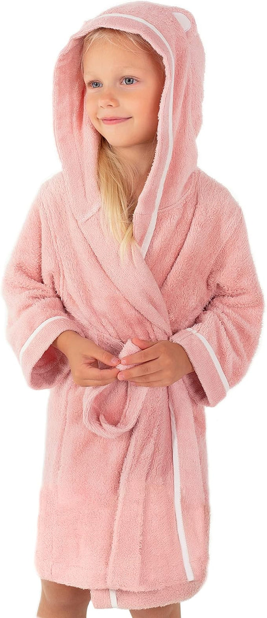Premium Soft Toddler Bathrobe - Rayon from Bamboo Toddler Robe with Hood - Kids Boys & Girls Robe