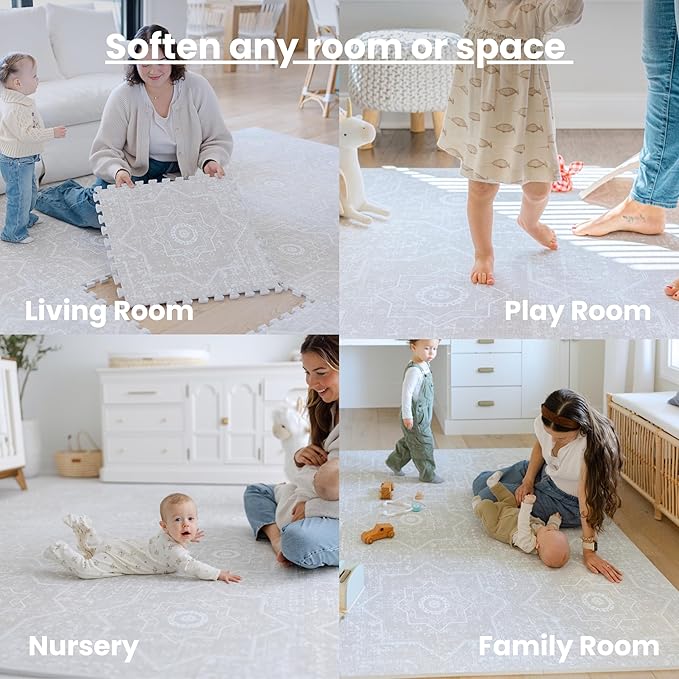 Baby Play Mat for Floor - Layla (6x6ft) - Premium EVA Foam Play Mat for Babies & Toddlers (Ages 0-5+) - Non-Toxic Playmat for Tummy Time, Crawling & Playroom - Stylish & Comfortable
