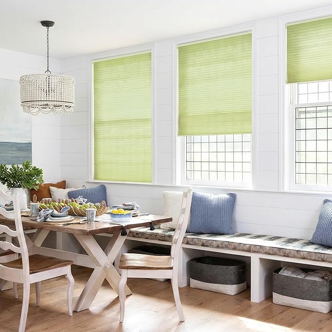 LazBlinds Cordless Cellular Shades, No Tools No Drill Light Filtering Honeycomb Shades Pleated Blinds for Windows, 22 1/2'' W x 64'' H, Green