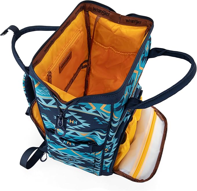 Montana West Wrangler Diaper Bag Backpack Aztec Travel Backpack Purses Western Multi-Function Baby Bags for Mom with Waterproof Insulated Pockets