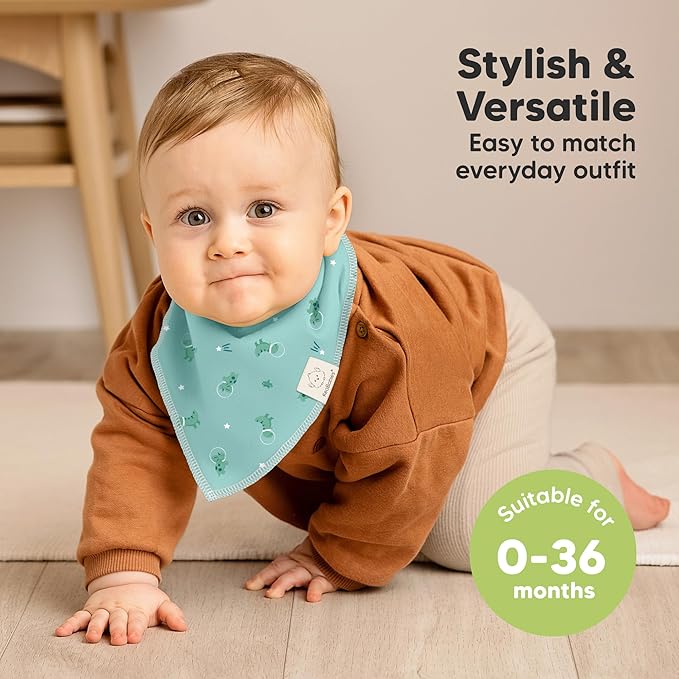 KeaBabies 8-Pack Organic Baby Bandana Bibs for Boys, Girls - Super Absorbent Triangle Baby Bibs for Drooling and Teething Infant, 100% Cotton Extra Soft for Newborn, Infant 0-36 Months (Cosmo)