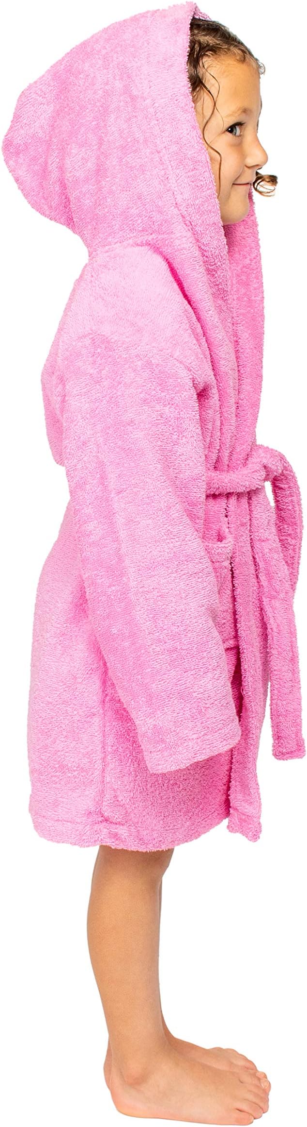BAGNO MILANO Kids Organic Turkish Cotton Hooded Beach Cover-Up Towel, GOTS Certified, for Boys and Girls (Pink, 13-15 Years)