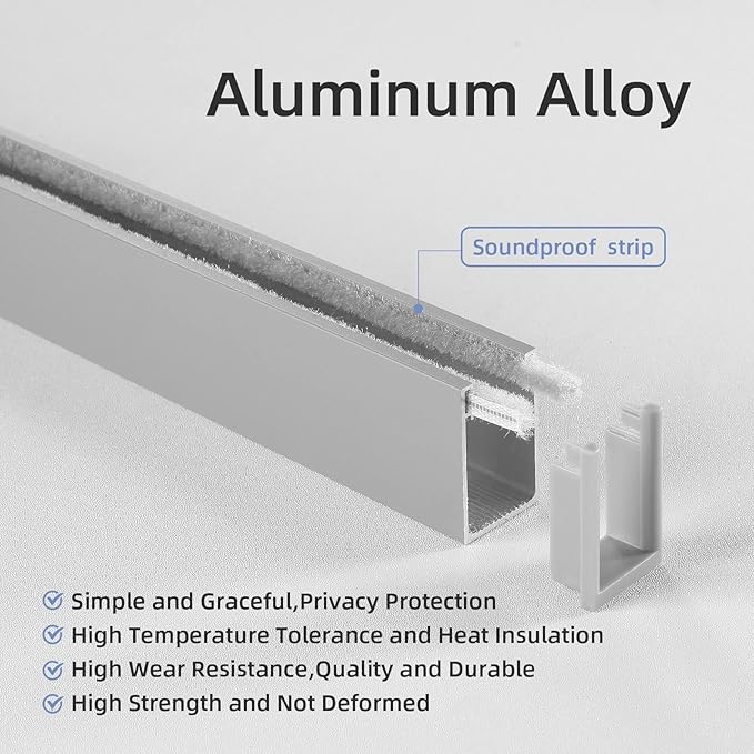 ZSTARR U Channel Aluminium Alloy Light Blocking Strips for Roller Blinds Light Gap Blockers Window Shades Side Rail Tracks Bedroom Sleep Nursery (Grey,58",2Pcs)