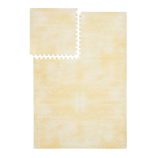 PopsyKosy Premium Baby Floor Play Mat - Thick & Cushioned 0.5 inch Playroom Foam Mat, Non-Toxic Odorless - 6 Tiles - Spacious 6x4 ft. - Stylish & Large, Waterproof for Kids & Toddlers - Champagne Yellow
