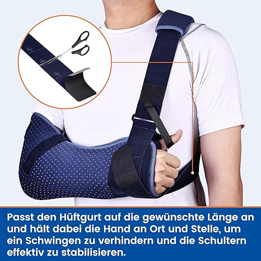 Arm Sling for Shoulder Injury with Waist Strap - Immobilizer Brace Support for Sleeping, Rotator Cuff Surgery(Comfort Version, Right, Medium, 28.5-41 inch)